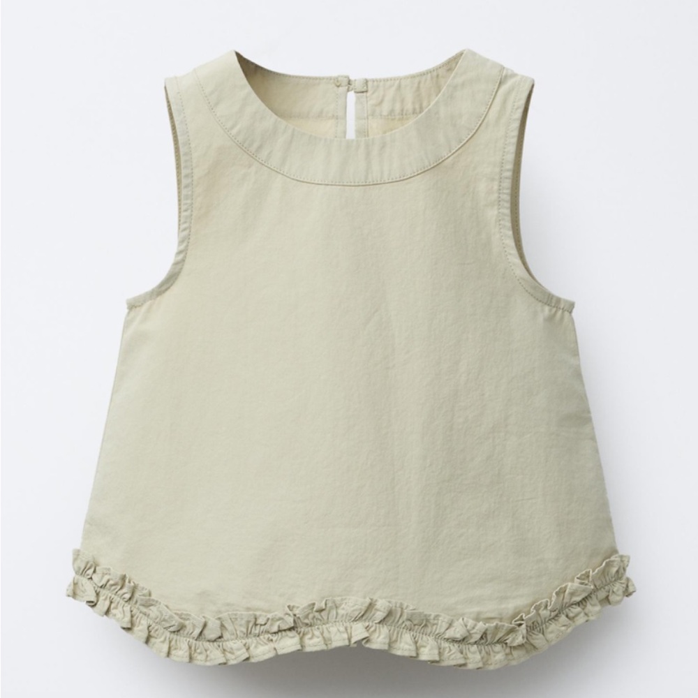 Zara Cream Tank Top with Ruffled Hem
